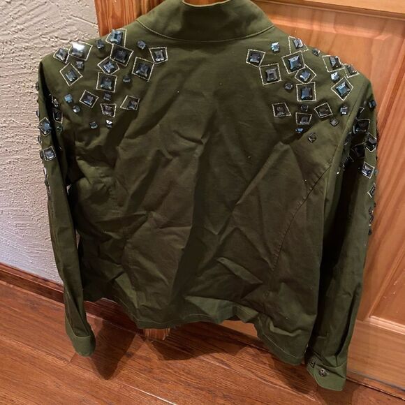 Bob Mackie green stone embellished jacket size medium - Picture 6 of 10